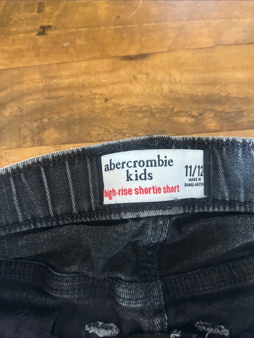 Abercrombie & Fitch Black Distressed Button-Fly Kids Denim Shorts